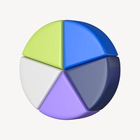 Colorful pie chart business graph, collage element psd