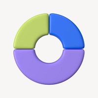 Doughnut chart graph, 3D business shape graphic psd