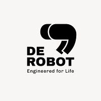 De robot logo template, engineering business design vector
