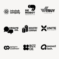 Technology business logo template, modern design set vector