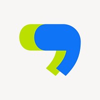 Apostrophe mark logo element, blue and green shape vector