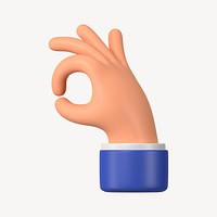 Businessman's OK hand, 3D gesture illustration psd