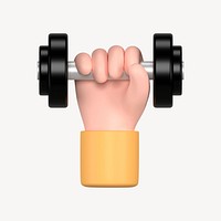 Hand lifting dumbbell, 3D fitness graphic psd