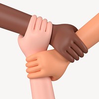 Diverse hands united, 3D rendering graphic