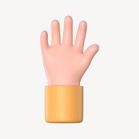 Raised hand gesture, 3D illustration