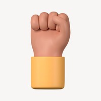 Raised fist hand, revolution symbol, 3D illustration psd