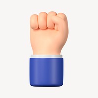 Raised fist hand, revolution symbol, 3D illustration psd