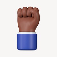 Raised fist hand, revolution symbol, 3D illustration psd