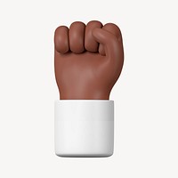 Raised fist black hand, revolution symbol, 3D illustration psd