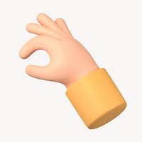 Hand picking something up gesture, 3D illustration psd