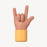 ILY hand sign, gesture in 3D design psd