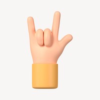 ILY hand sign, gesture in 3D design