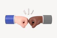 Diverse fist bump, 3D gesture illustration psd