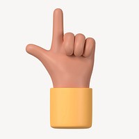 Finger-pointing tanned hand gesture, 3D illustration psd