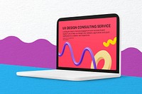 3D laptop screen mockup, digital device psd