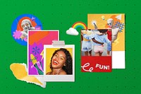 Funky mood board mockup, flat lay psd