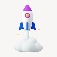 Launching rocket, 3D business collage element psd