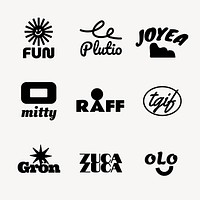 Black fashion branding logo psd set