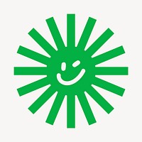 Smiling green sunburst logo element vector