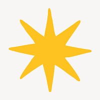 Doodle yellow starburst, logo sticker vector