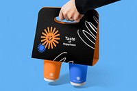 Coffee cup holder mockup, product packaging psd