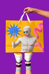 Funky shopping bag mockup psd