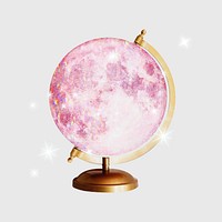 Pink globe collage element, sparkling design