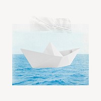 Aesthetic paper boat collage element