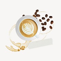 Latte art collage element, coffee design
