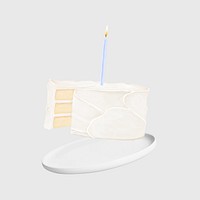 Birthday cake collage element, white design