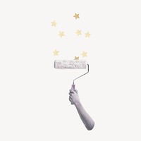 Paint roller collage element, stars design