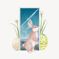 Vintage Easter rabbit collage element