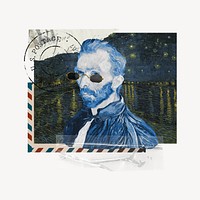 Van Gogh's portrait, vintage collage element. Remixed by rawpixel