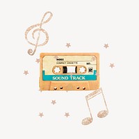 Cassette tape collage element, glittery design