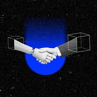 AI business handshake background, technology remix