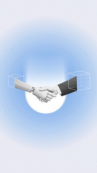 AI business handshake mobile wallpaper, technology remix