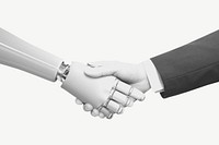 Robot shaking hands with businessman psd