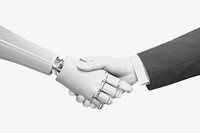 Robot shaking hands with businessman