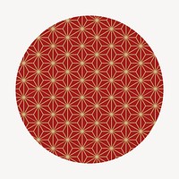 Chinese oriental patterned badge, red design vector