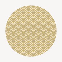 Chinese oriental patterned badge, gold design vector