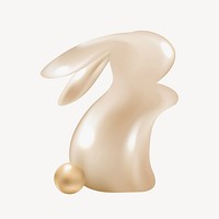 3D rabbit animal, rose-gold Easter celebration graphic