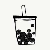 Bubble tea, cute drink doodle psd