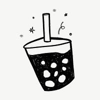 Bubble tea, cute drink doodle psd