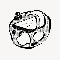 Fruit platter collage element, doodle design