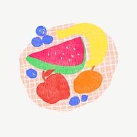 Fruit platter collage element, doodle design psd