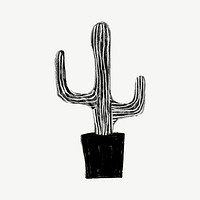 Cute cactus, desert plant doodle psd