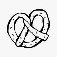 Pretzel collage element, doodle design