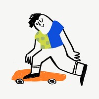 Man on skateboard, hobby doodle psd