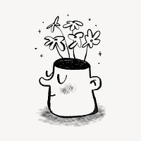 Head growing flowers, self-growth doodle