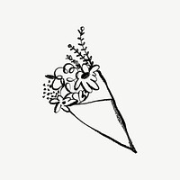 flower bouquet, cute doodle graphic psd